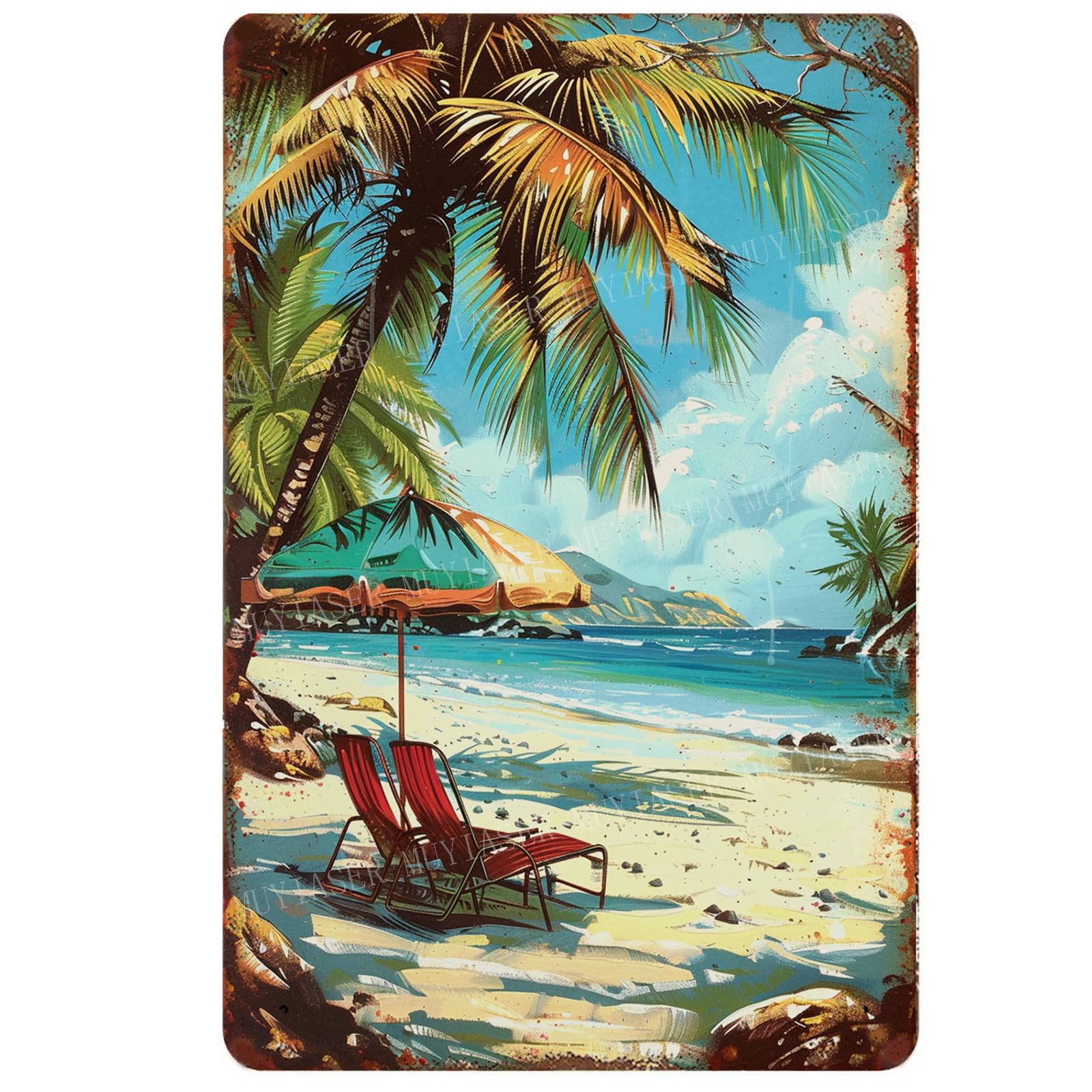 Metal Signs Vintage Beach Decor Retro Aluminum Tin Sign for Beach Kitchen Office Home Bar Cafe Decor 8x12 Inch