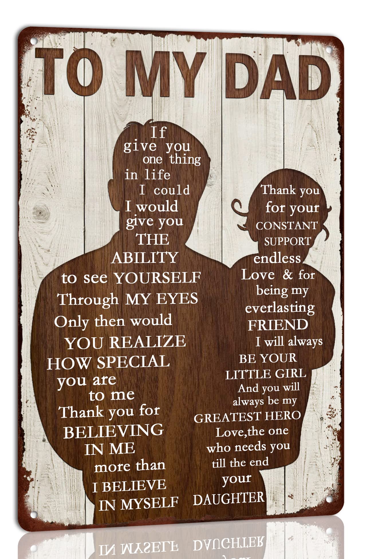 To My Dad Metal Sign Father's Day Tin Sign Vintage Home Wall Decor Signs Birthday Gift For Dad From Son For Man Cave 8x12 Inch