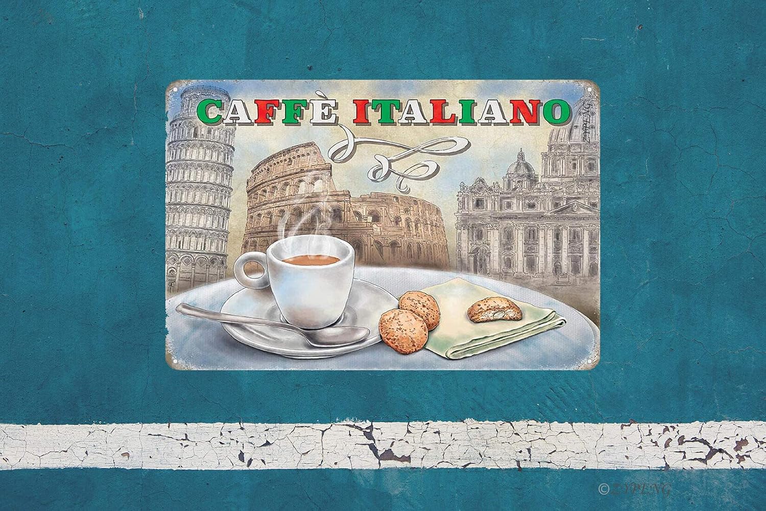 ZYPENG Wall Decor Italian Coffee Vintage Signs Metal Unique Plaques Poster for Shop Indoor Room Cafe Tin Sign 8 x 12 inches
