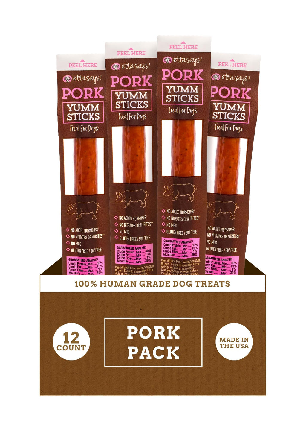 etta says! Yumm Sticks - Real Meat Dog Jerky Treats - Beef, Chicken, Pork, and Turkey Variety Pack - Human Grade - Made in The USA (24 Count Pack of 1)