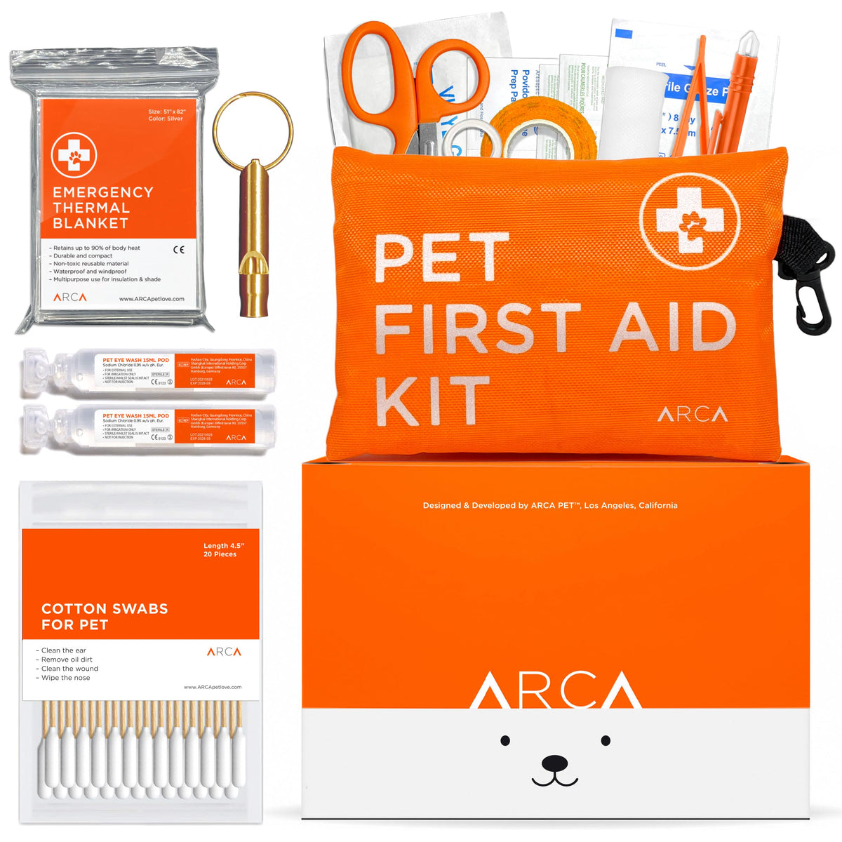 ARCA PET Dog First Aid Kit - Pet Emergency Kit - Water Resistant High Visibility Reflective First Aid Pouch Dog Camping Essentials for Hiking, Backpacking, Sports, Hunting