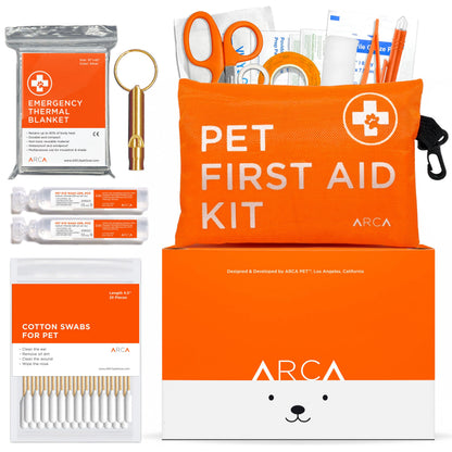 ARCA PET Dog First Aid Kit - Pet Emergency Kit - Water Resistant High Visibility Reflective First Aid Pouch Dog Camping Essentials for Hiking, Backpacking, Sports, Hunting