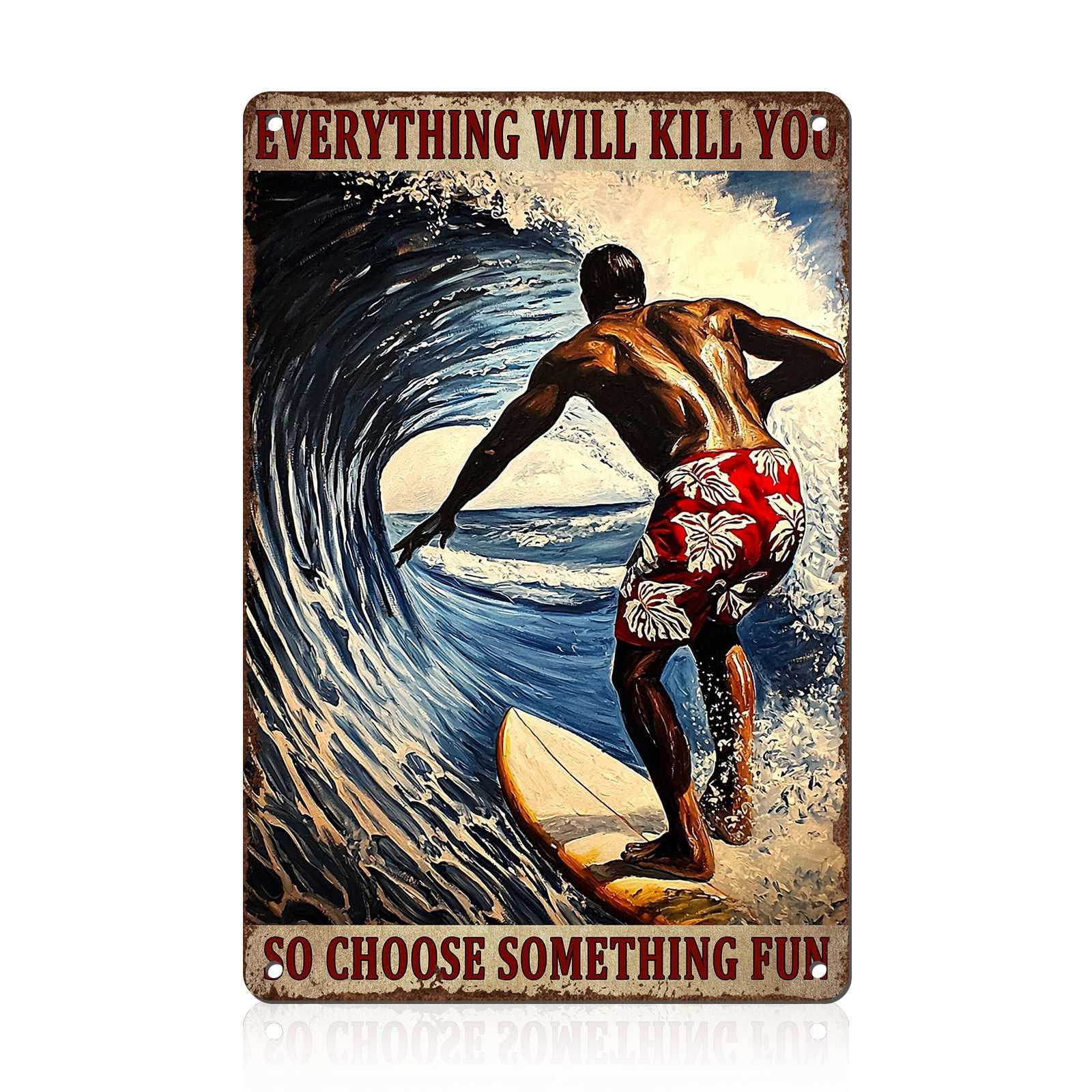 Retro Beach Metal Tin Sign Wall Art Vintage Surf Shack Decor The Beach Is Calling Coastal Home Bar Decor 8x12inch