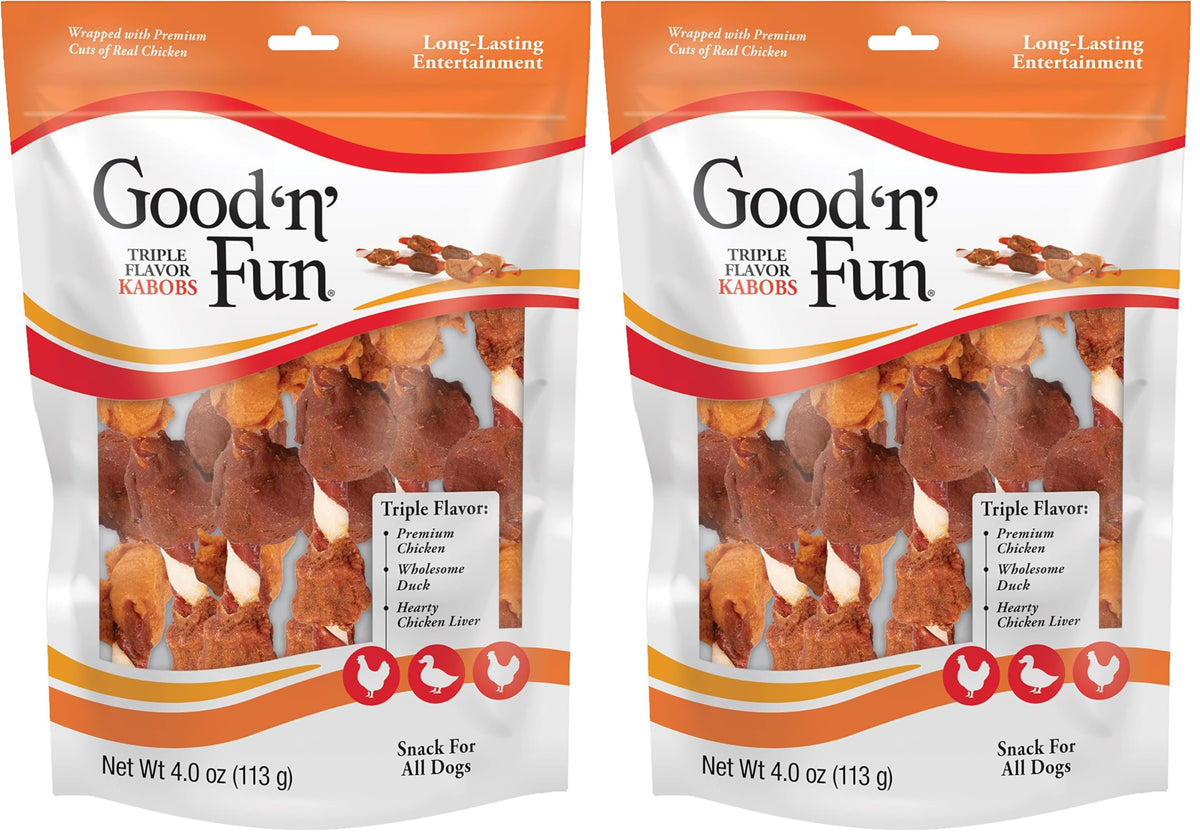 Good 'n' Fun Kabobs Long-Lasting Dog Treat, With Real Proteins, Beef Hide and Premium Chicken, Supports Dental Health, Mental Stimulation, 24 oz