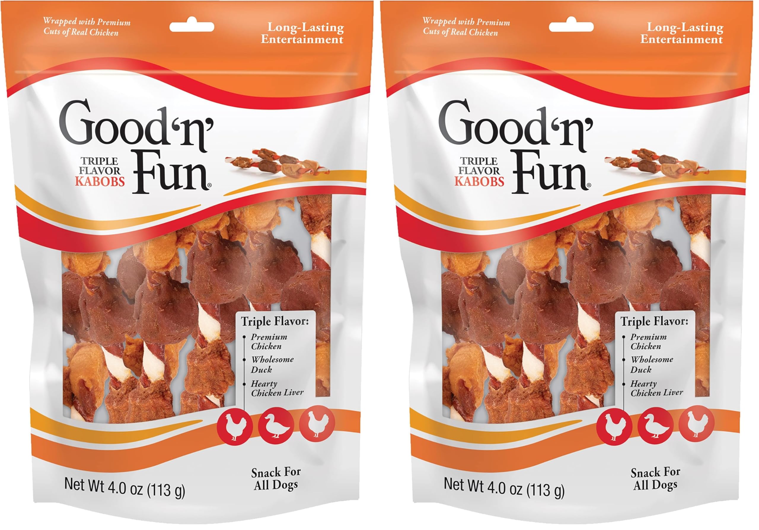Good 'n' Fun Kabobs Long-Lasting Dog Treat, With Real Proteins, Beef Hide and Premium Chicken, Supports Dental Health, Mental Stimulation, 24 oz