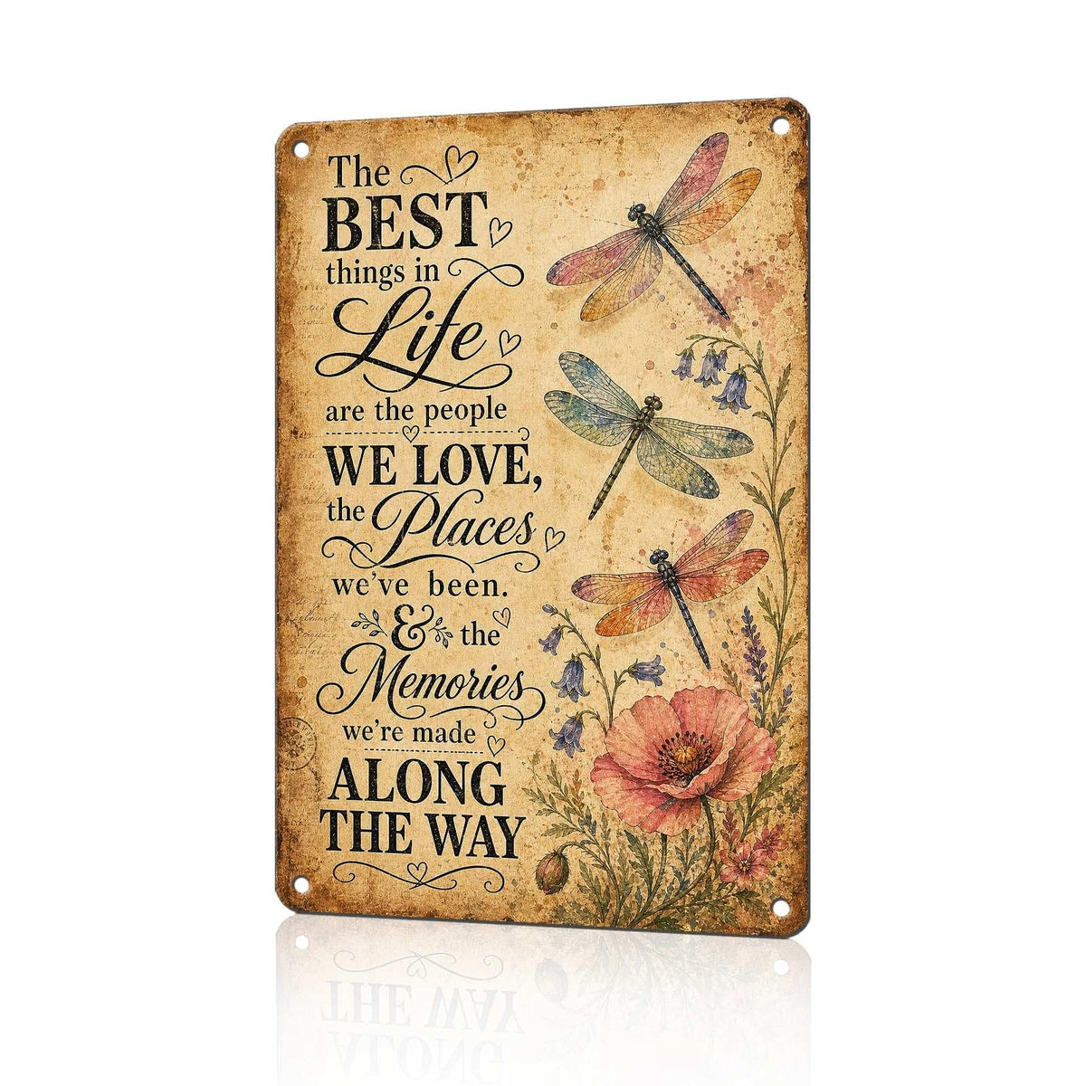 Dragonfly Metal Signs Flower Metal Decor The Best Things in Life Tin Signs Inspirational Quotes Wall Decor For Home Living Room Bedroom Cafe Kitchen Bar Farmhouse 12 * 8In
