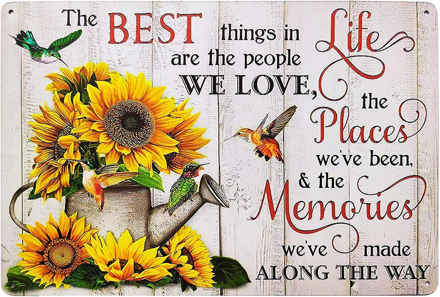 Vintage Sunflower Tin Signs Birds And Butterfly Funny Inspiration Quotes Farmhouse Home Wall Decor Metal Signs 8X12 Inch