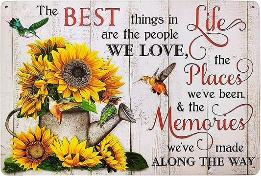 Vintage Sunflower Tin Signs Birds And Butterfly Funny Inspiration Quotes Farmhouse Home Wall Decor Metal Signs 8X12 Inch