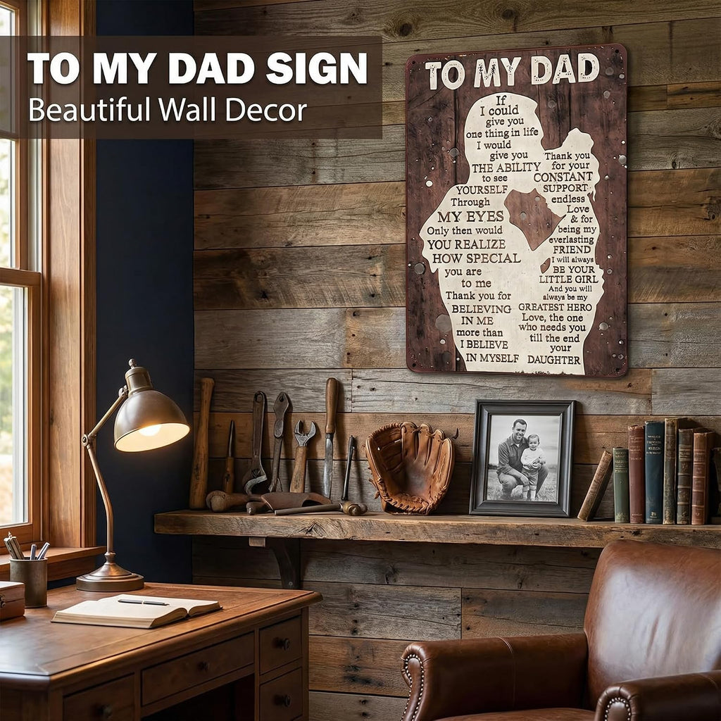 Smilelife Father's Day Dad Gifts from Daughter To My Dad Always Be My Hero Funny Tin Sign Perfect for Men Room Man Cave Office Garage Workshop Home Decor 8 x 12 Inch(3333)