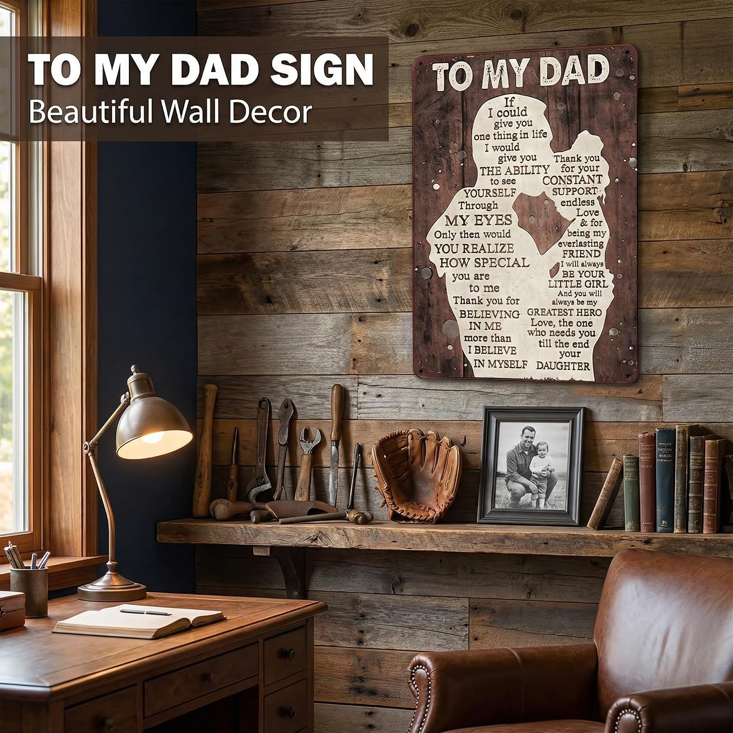 Smilelife Father's Day Dad Gifts from Daughter To My Dad Always Be My Hero Funny Tin Sign Perfect for Men Room Man Cave Office Garage Workshop Home Decor 8 x 12 Inch(3333)