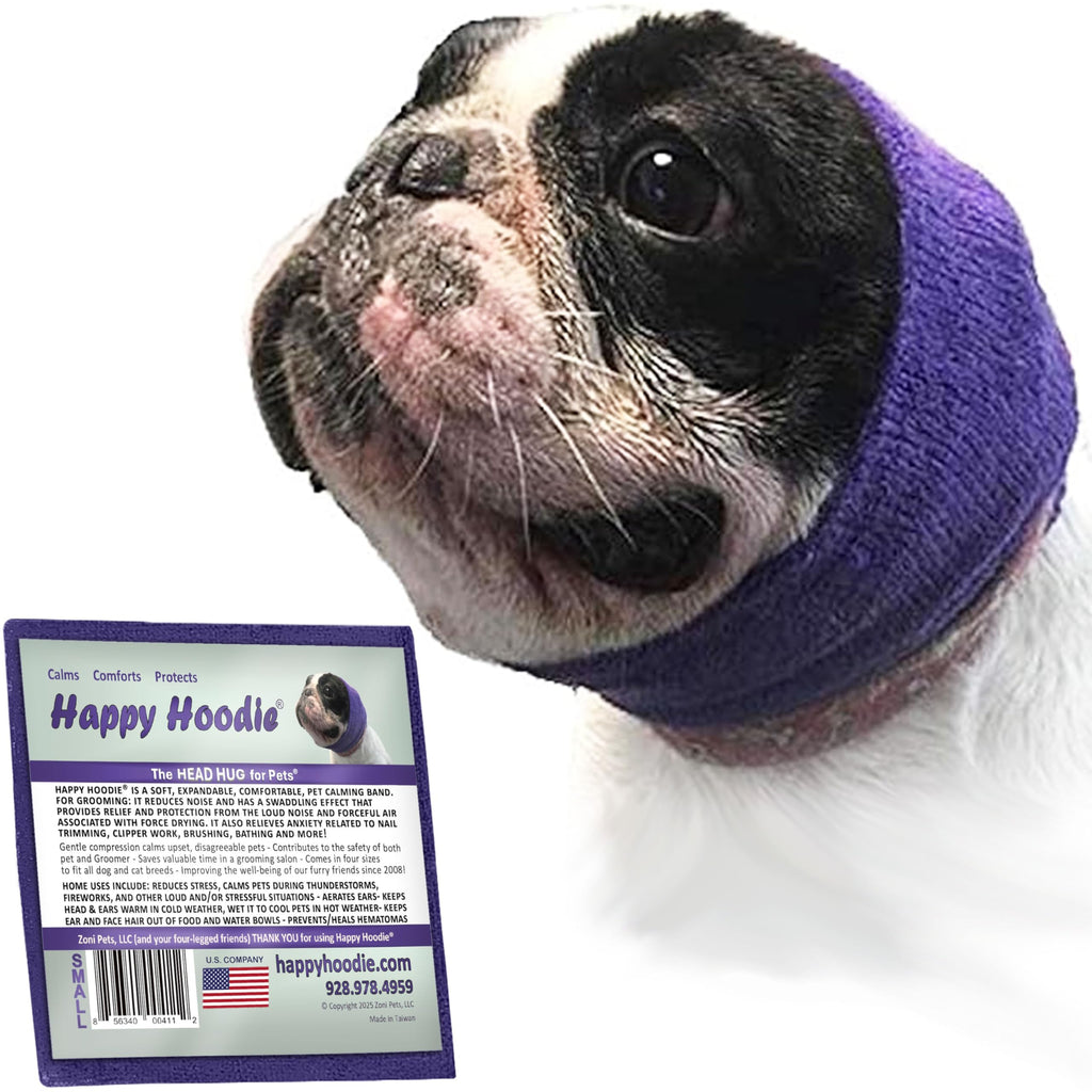Happy Hoodie The Original Dog & Cat Calming Band - American Brand - Anxiety Relief/Noise Protection-Grooming-Thunder-Fireworks (Large, Blue) - Since 2008