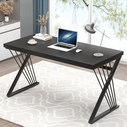 FOLUBAN Home Office Desks, Modern Wood and Metal Writing Study Work Table, Industrial Computer Desk for Bedroom Living Room, Rustic Walnut, 47 Inch