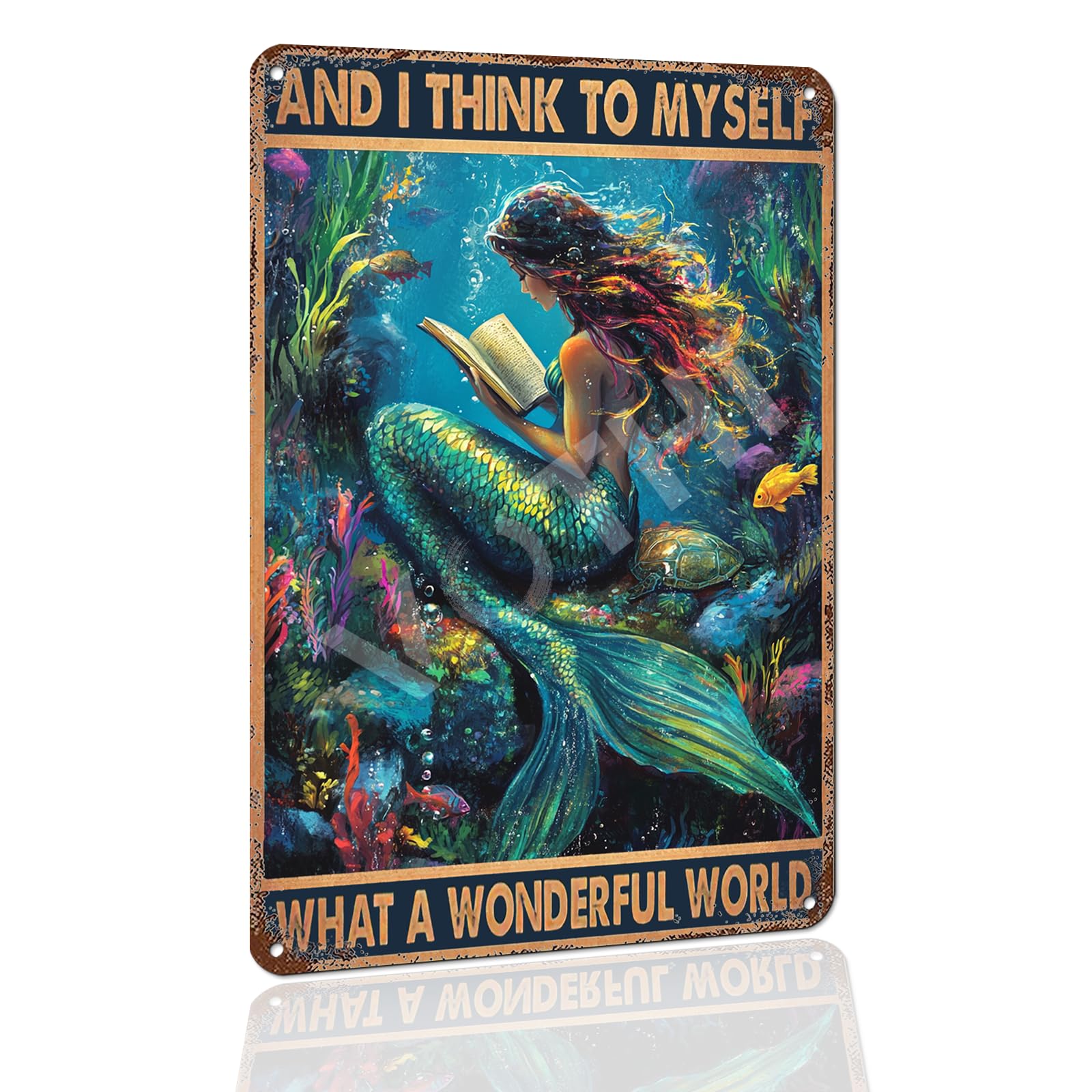Funny Mermaid Vintage Metal Tin Sign - Sea Inspired Decor for Home & BarsRustic Beach Themed Sign “Mermaid Washes Your Tail” - 8x12 Inch
