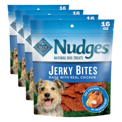 Blue Buffalo Nudges Chicken Jerky Bites Natural Dog Treats, Tender & Meaty Dog Snacks, Healthy Reward or Training Treat, Made in the USA with Real Chicken, No Artificial Preservatives, 16 oz.