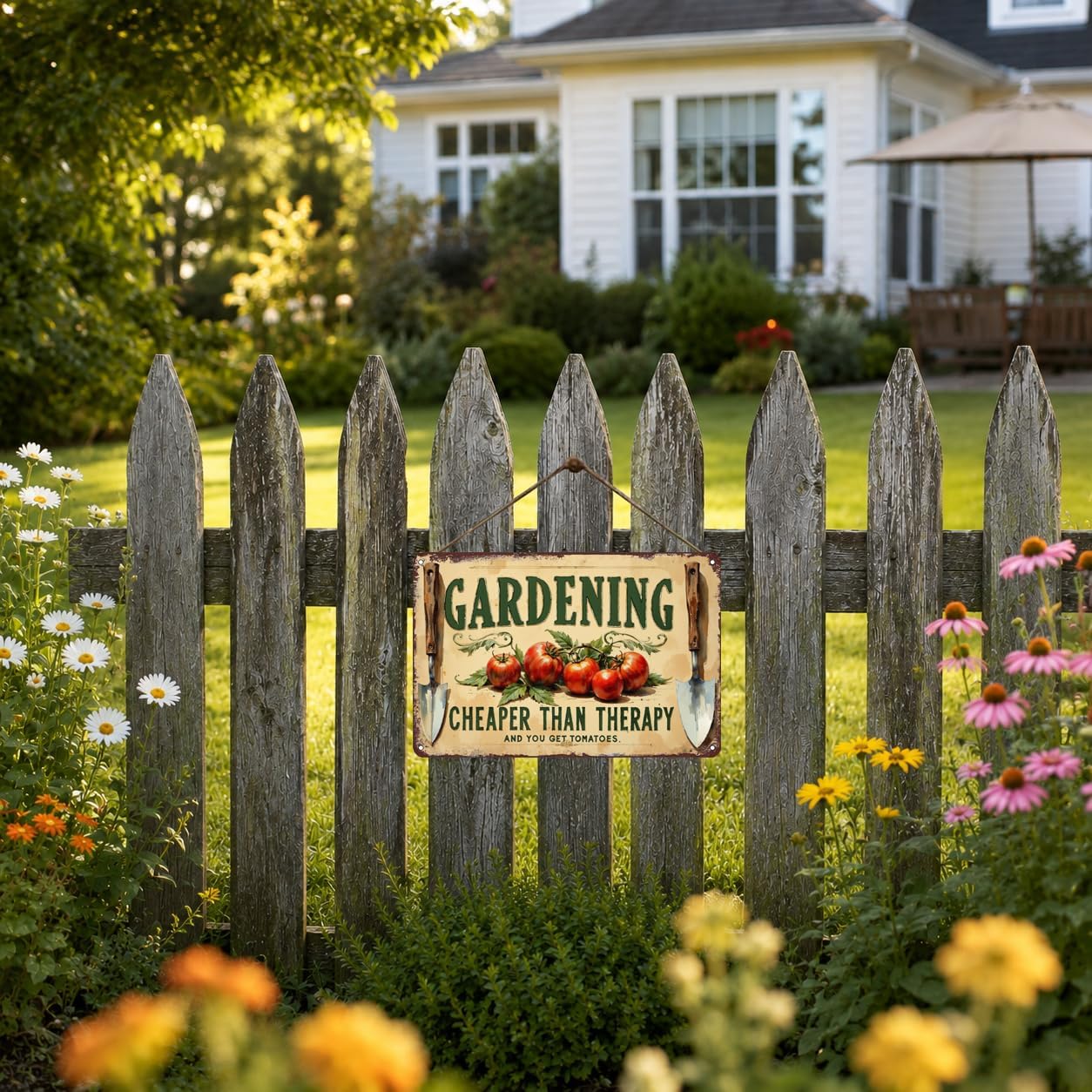 Gardening Humor Tin Sign Wall Decor - 12x8 Inch Metal Vintage Farmhouse Wall Art for Garden Shed, Patio, Greenhouse, Funny Gift for Vegetable Growers