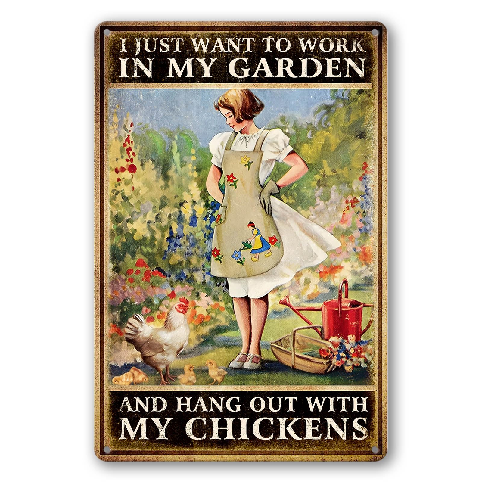 Vintage Metal Tin Signs - Bird & Flower Garden Plaques, Decorative Outdoor 8x12 Inch