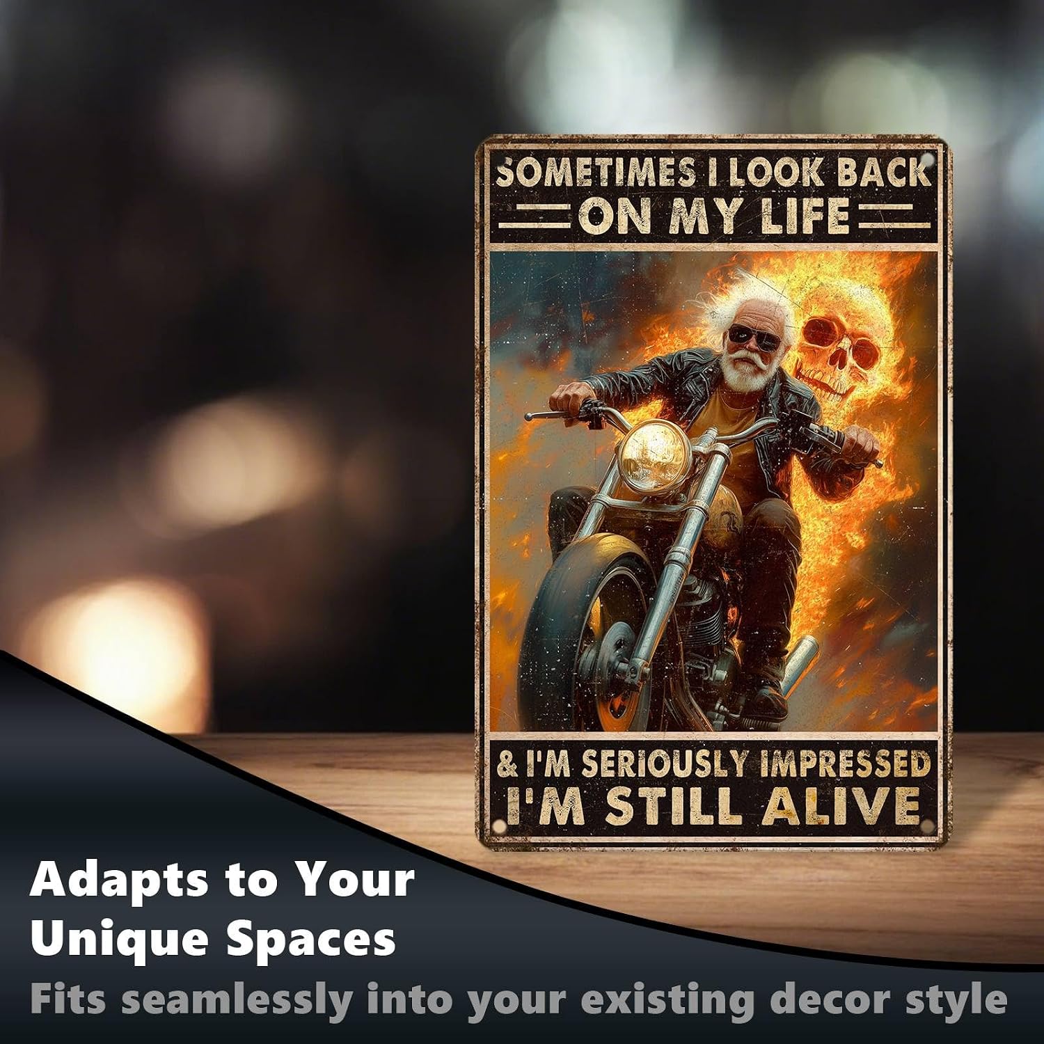 Motorcycle Metal Signs Riders Men Metal Decor Sometimes I Look Back On My Life and I'm Seriously Tin Signs Inspirational Wall Decor For Home Garage Man Cave Cafe Bar Pub 12 * 8 In