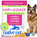 Native Pet Hip & Joint Advanced Care Dog Joint Supplement Powder for Mobility & Movement Support, Joint Supplement for Dogs with HMB, UC-II Collagen, Green Lipped Mussel & Hyaluronic Acid – 30 Scoops