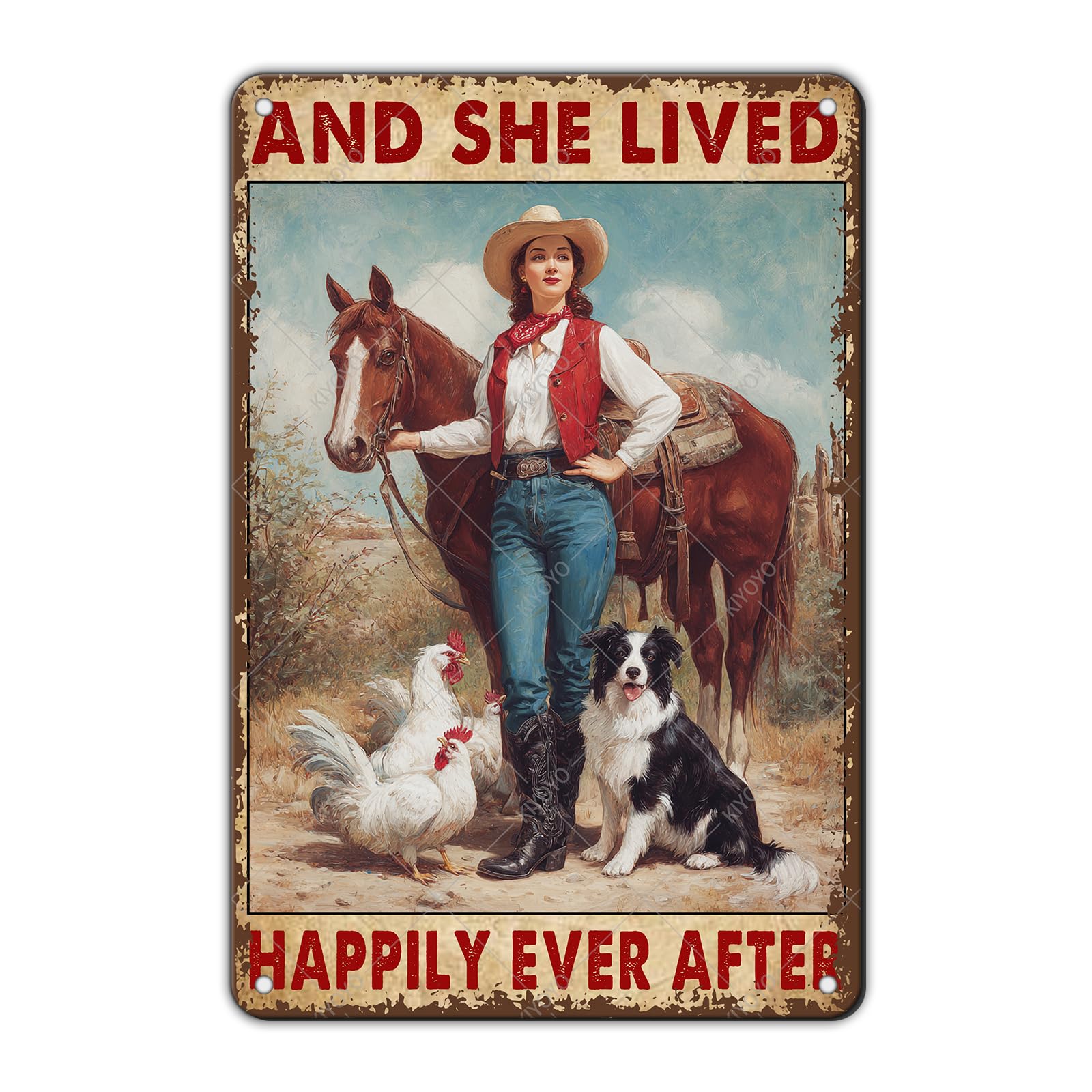 Vintage Metal Tin Sign You Don't Stop Riding When You Get Old Retro Wall Art Decor Woman Riding Horse Under Moon 12x8 Inch