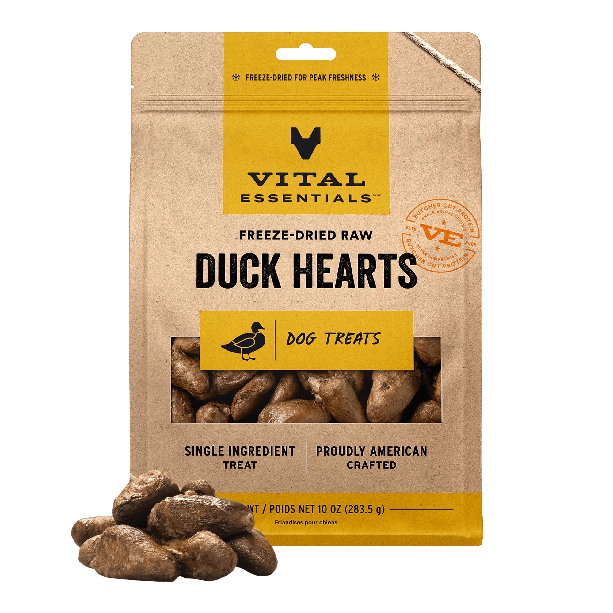 Vital Essentials Freeze Dried Raw Chicken Hearts Dog Treats | Single Ingredient | Premium Quality | Grain Free Treats for Dogs, 1.9 oz Bag
