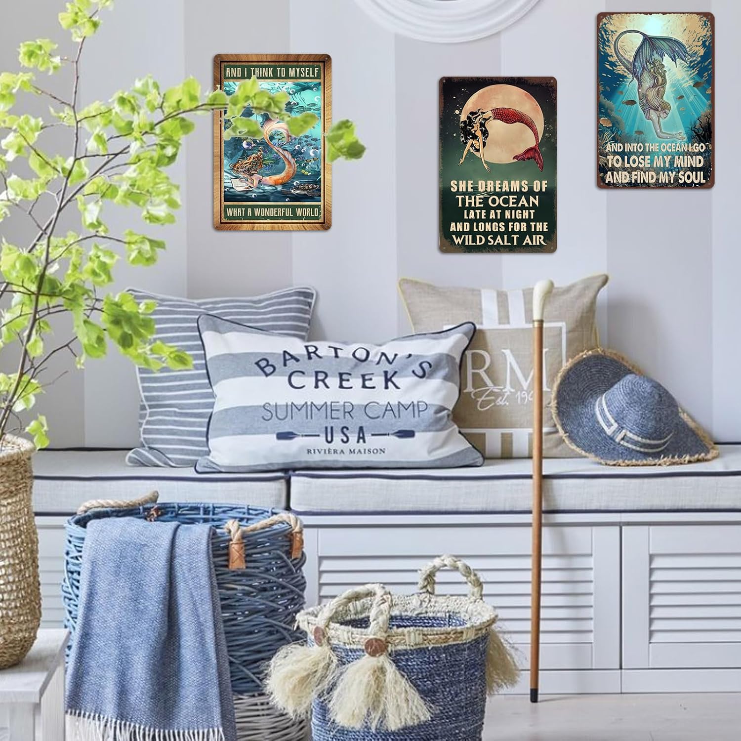 Mermaid Sign Metal Mermaid Wall Art Decor Mermaid Metal Tin Signs Mermaid Gifts For Women Adults And I Think To Myself What A Wonderful World Sign Mermaid Poster For Girls Room Decor Signs 8x12 Inch