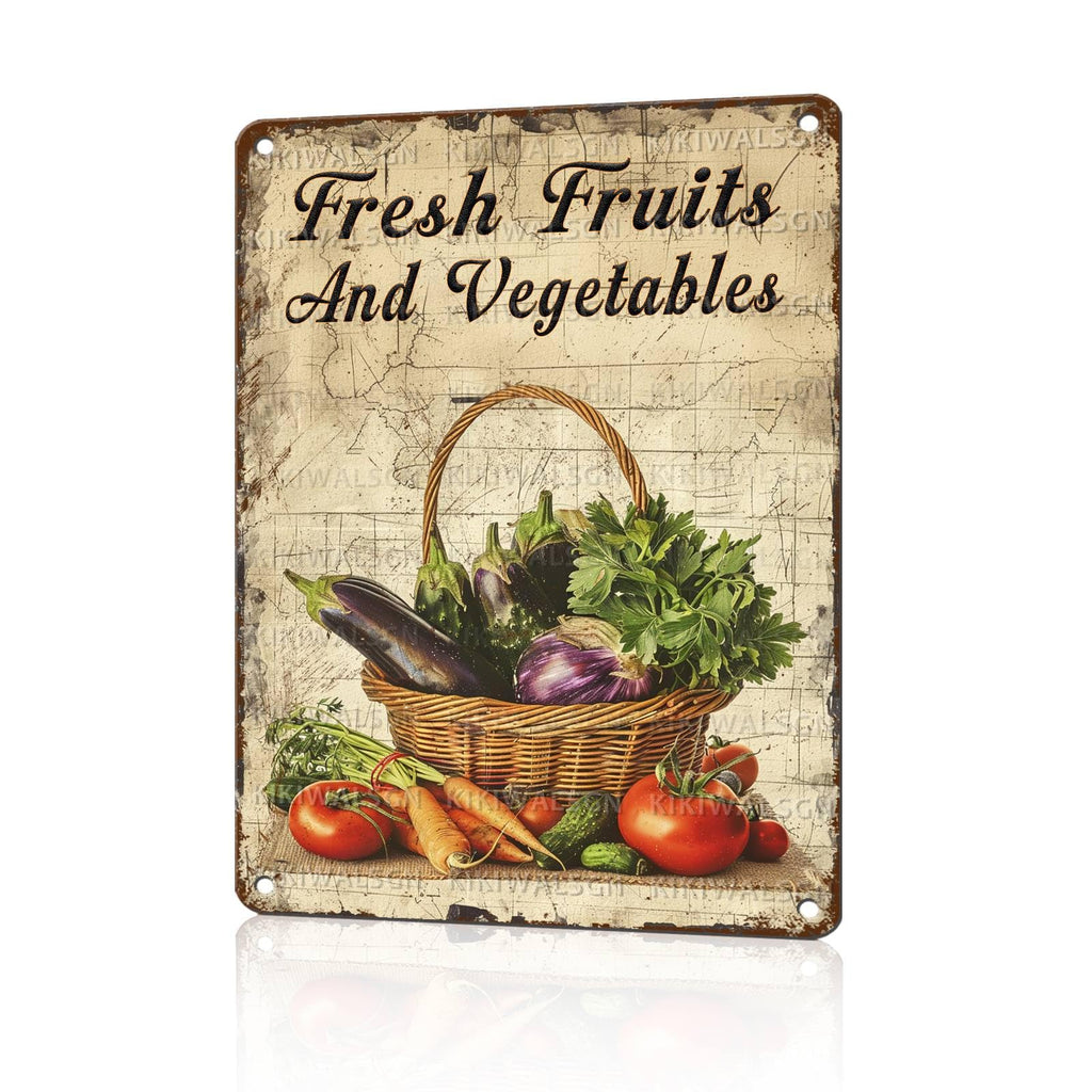Tomato Vegetable Metal Tin Sign Vintage Garden Fresh Wall Art for Home Kitchen Bar Cafe Office 8x12Inch