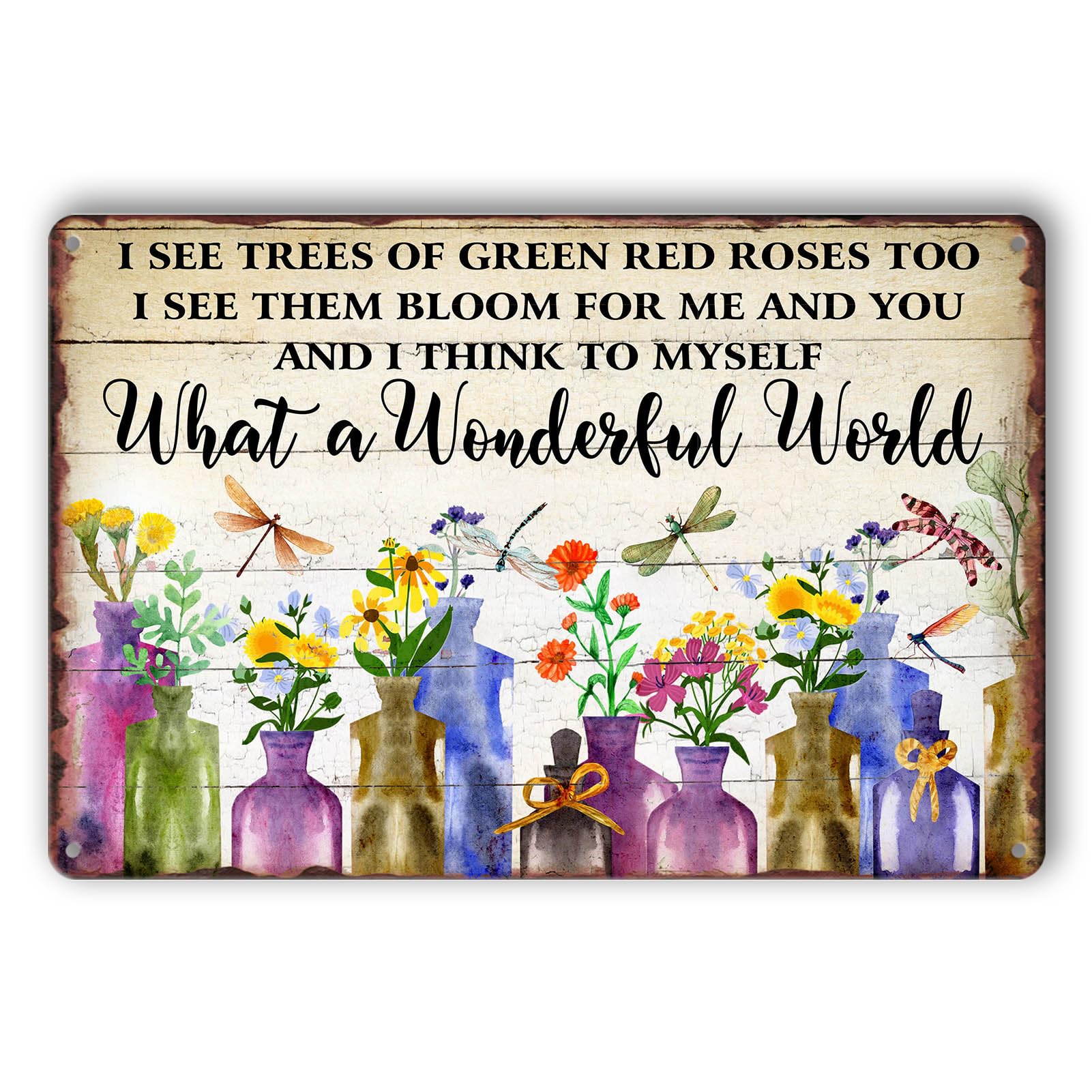 Vintage Metal Tin Signs - Bird & Flower Garden Plaques, Decorative Outdoor 8x12 Inch