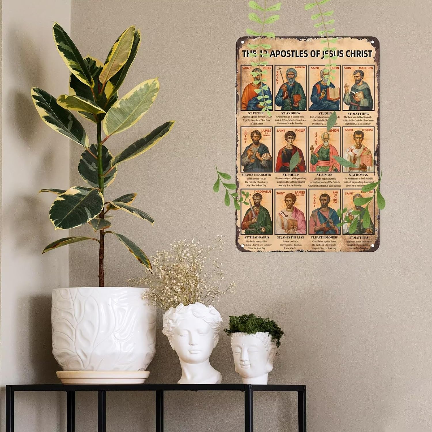 The 12 Apostles Of Jesus Christ Metal Tin Sign Vintage Jesus Metal Tin Sign Religious Metal Sign Faith Sign Bible Wall Art Sign Decor For Church Home Bar Wall Decor 8x12 Inch
