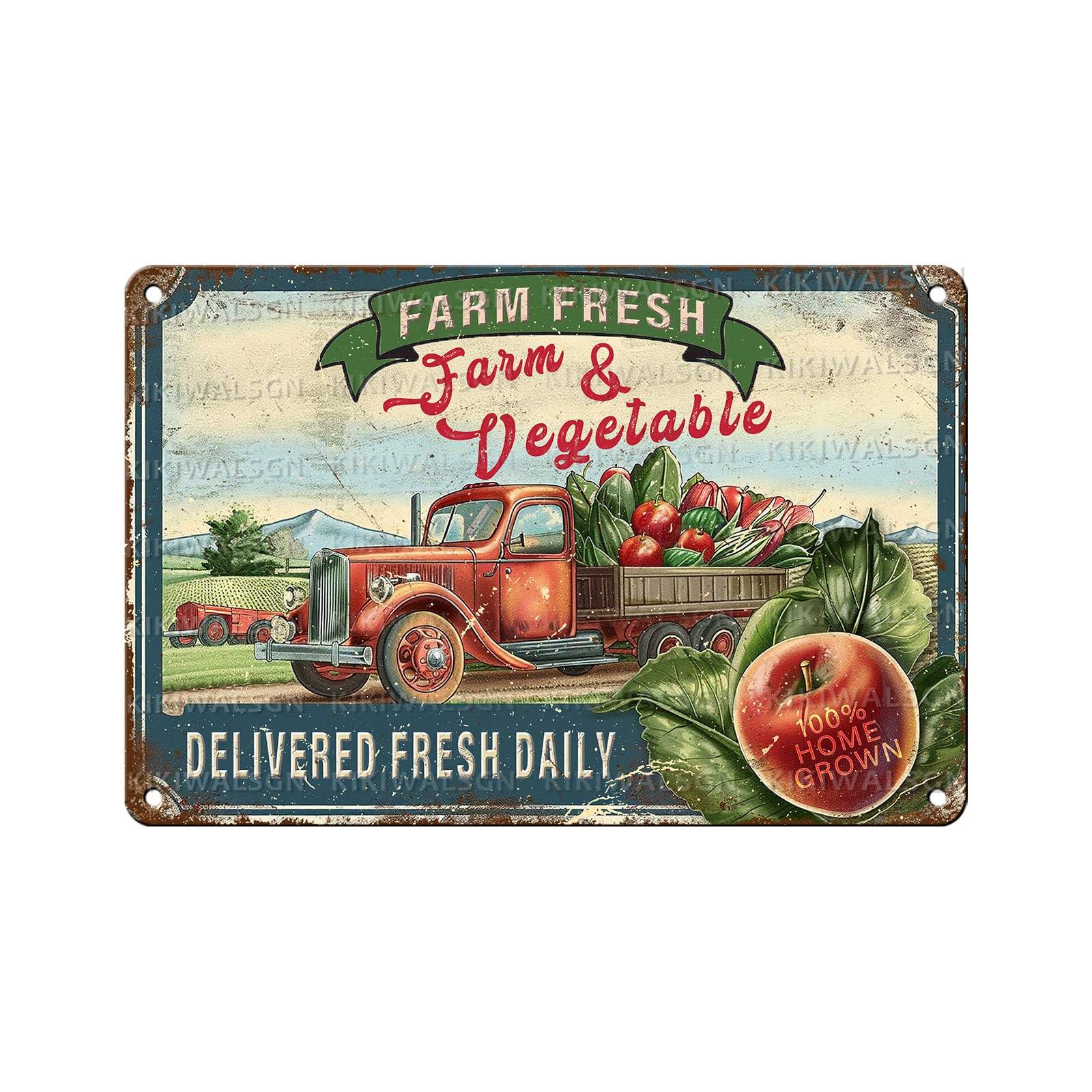 Tomato Vegetable Metal Tin Sign Vintage Garden Fresh Wall Art for Home Kitchen Bar Cafe Office 8x12Inch