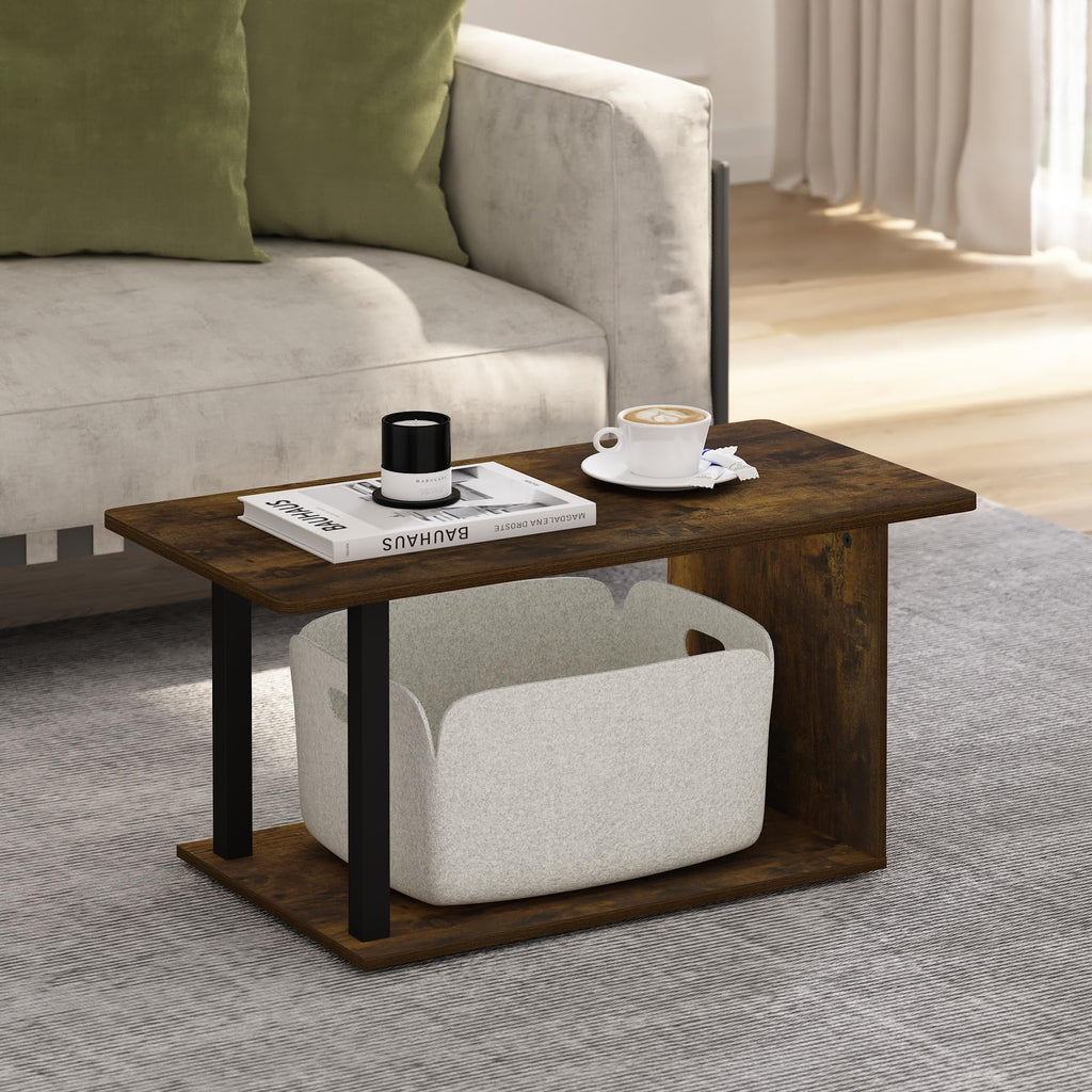 Furinno Simple Design Coffee Table, French Oak Grey/Black