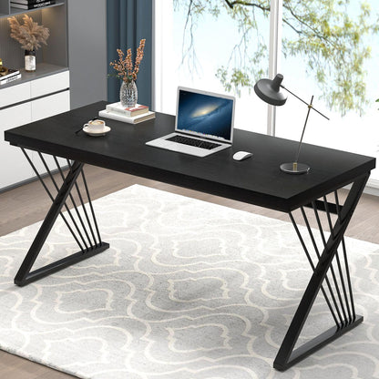 FOLUBAN Home Office Desks, Modern Wood and Metal Writing Study Work Table, Industrial Computer Desk for Bedroom Living Room, Rustic Walnut, 47 Inch