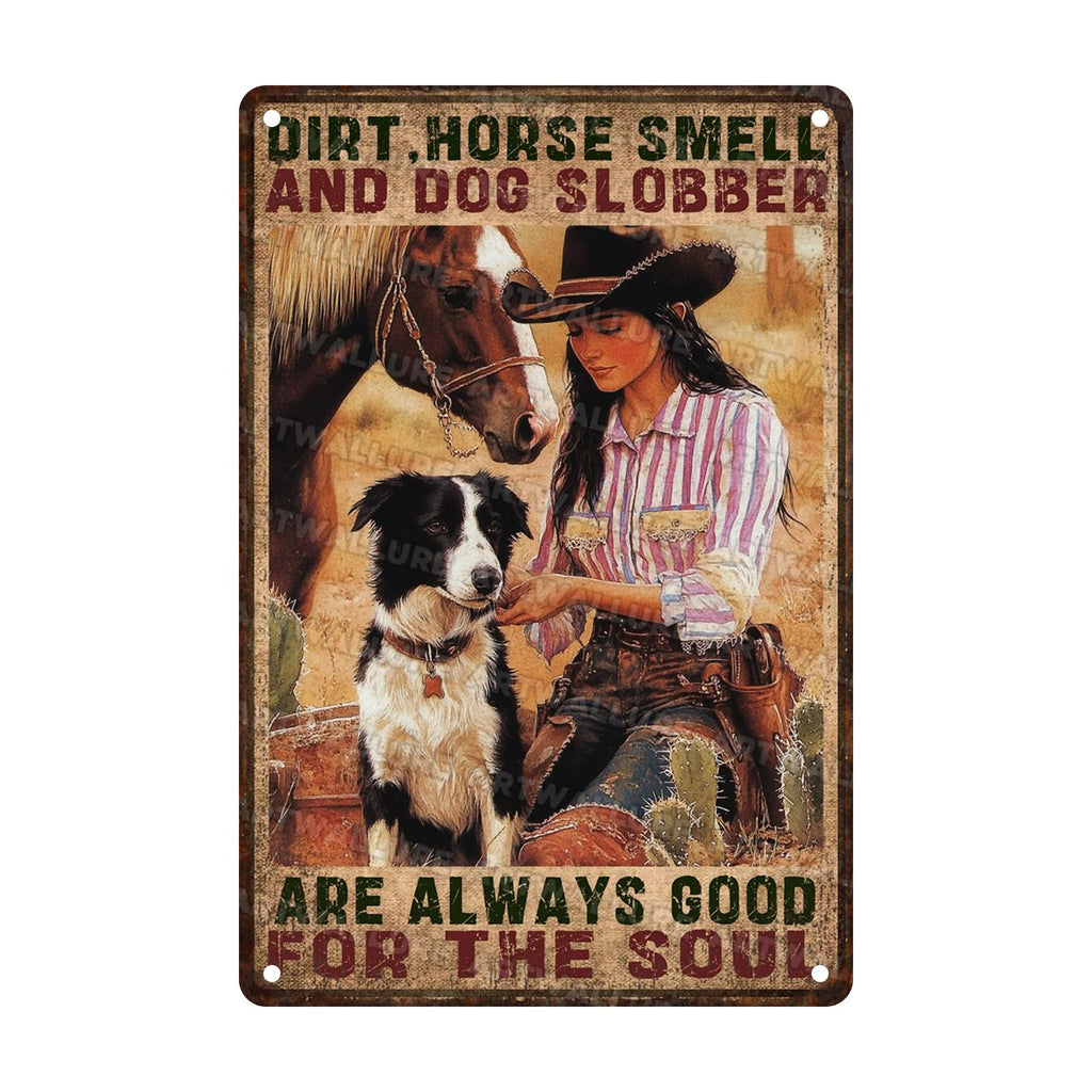 Retro Cowgirl Tin Sign Metal Wall Art Rustic Western Home Decor Wanted Theme 8x12inch
