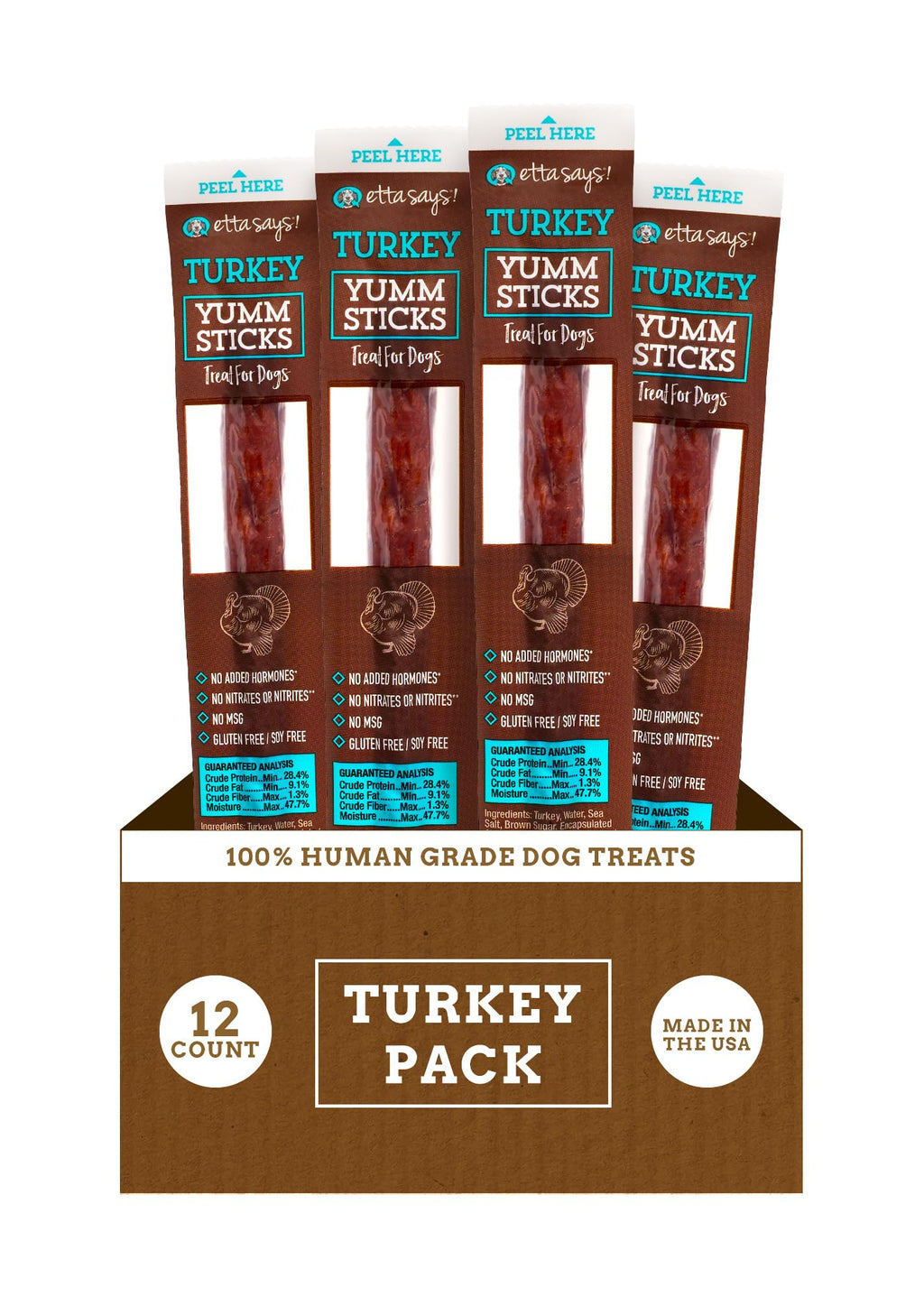 etta says! Yumm Sticks - Real Meat Dog Jerky Treats - Beef, Chicken, Pork, and Turkey Variety Pack - Human Grade - Made in The USA (24 Count Pack of 1)