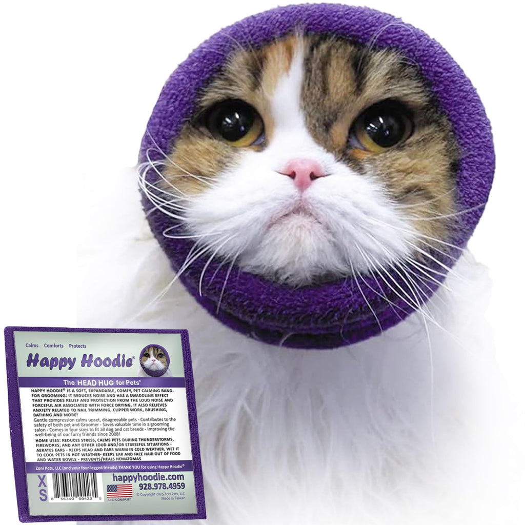 Happy Hoodie The Original Dog & Cat Calming Band - American Brand - Anxiety Relief/Noise Protection-Grooming-Thunder-Fireworks (Large, Blue) - Since 2008