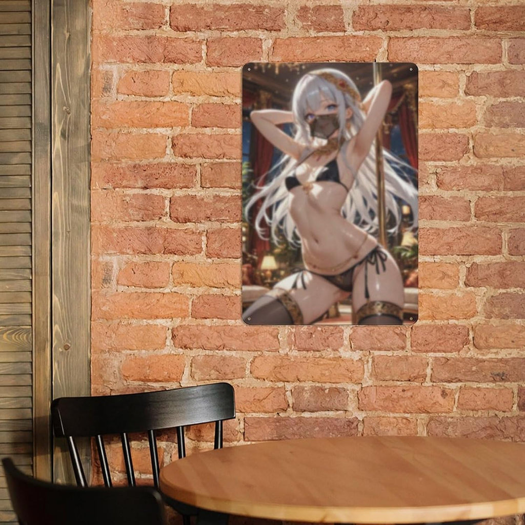 Sexy Hot Titties Boobs Lewd Hentai Anime Girl Poster Metal Tin Sign Decor - 8x12 inches Bar Pub Garage Man Cave Wall Art,AH181