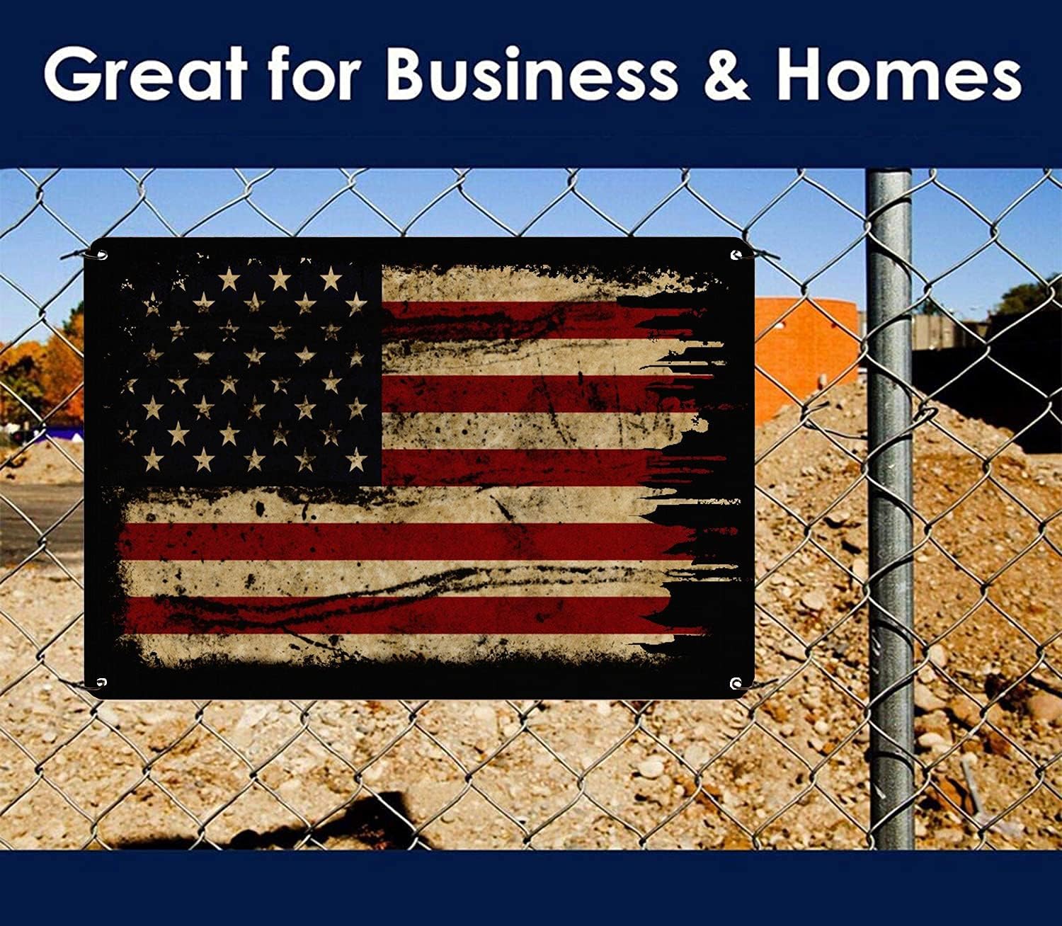 Retro Metal Tin Sign Wall Decoration with American Flag Pattern, Used for Bar Home Living Room Decoration 12 X 8 Inches