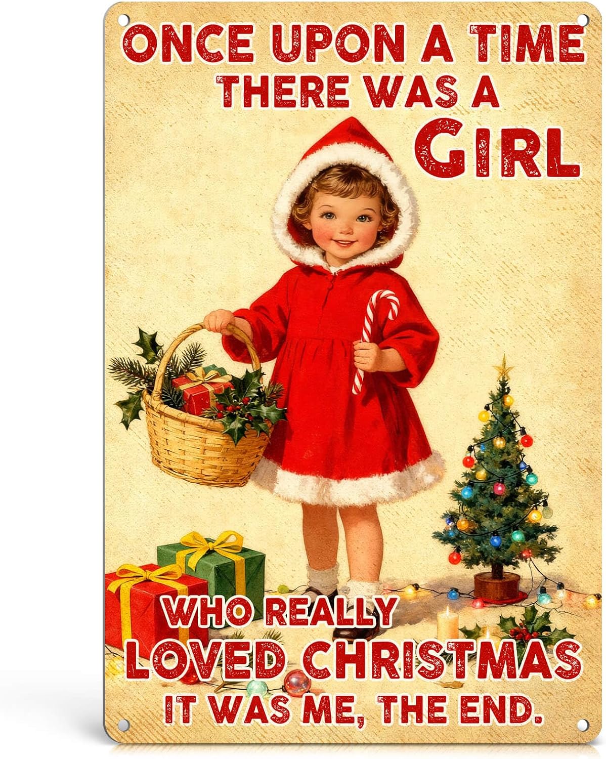 Vintage Christmas Decor Tin Signs Xmas Gifts for Women Girls | Cute Home Bedroom Christmas Decorations Indoor Farmhouse Xmas Ornaments for Wall Decor Girl Loved Xmas Metal Sign 12x8 Inch