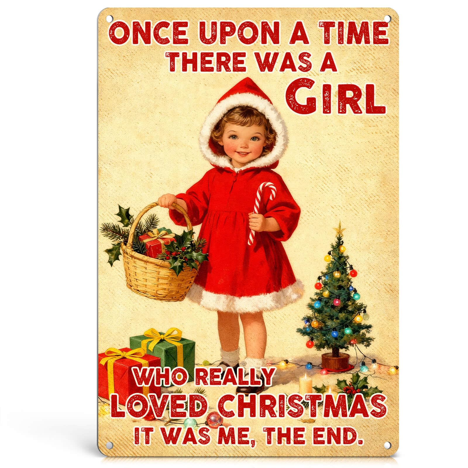 Vintage Christmas Decor Tin Signs Xmas Gifts for Women Girls | Cute Home Bedroom Christmas Decorations Indoor Farmhouse Xmas Ornaments for Wall Decor Girl Loved Xmas Metal Sign 12x8 Inch