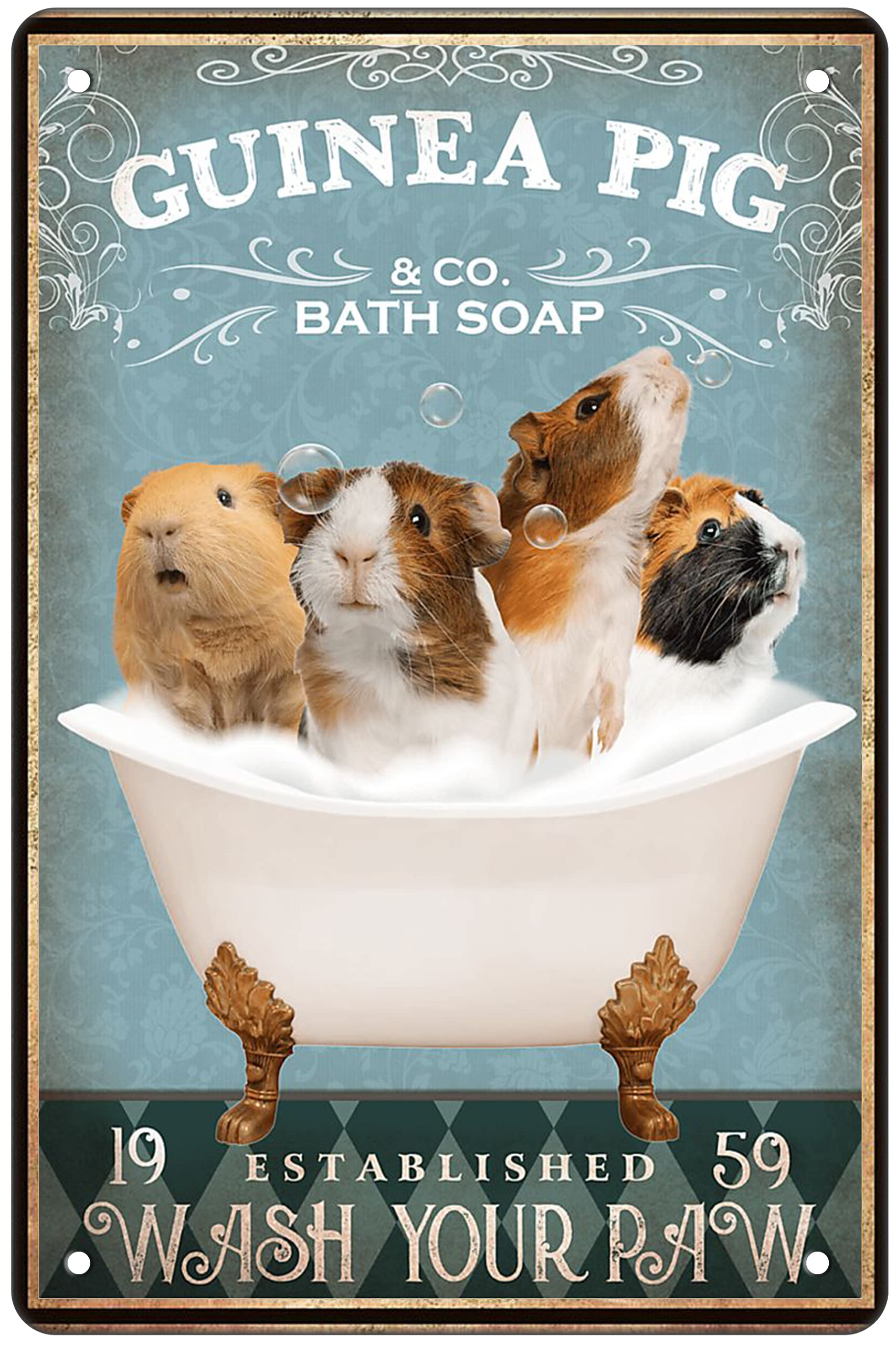 Vintage Metal Pig Bathroom Decor Tin Sign Wall Art Poster Retro Bar Home Decor 8x12 Inch