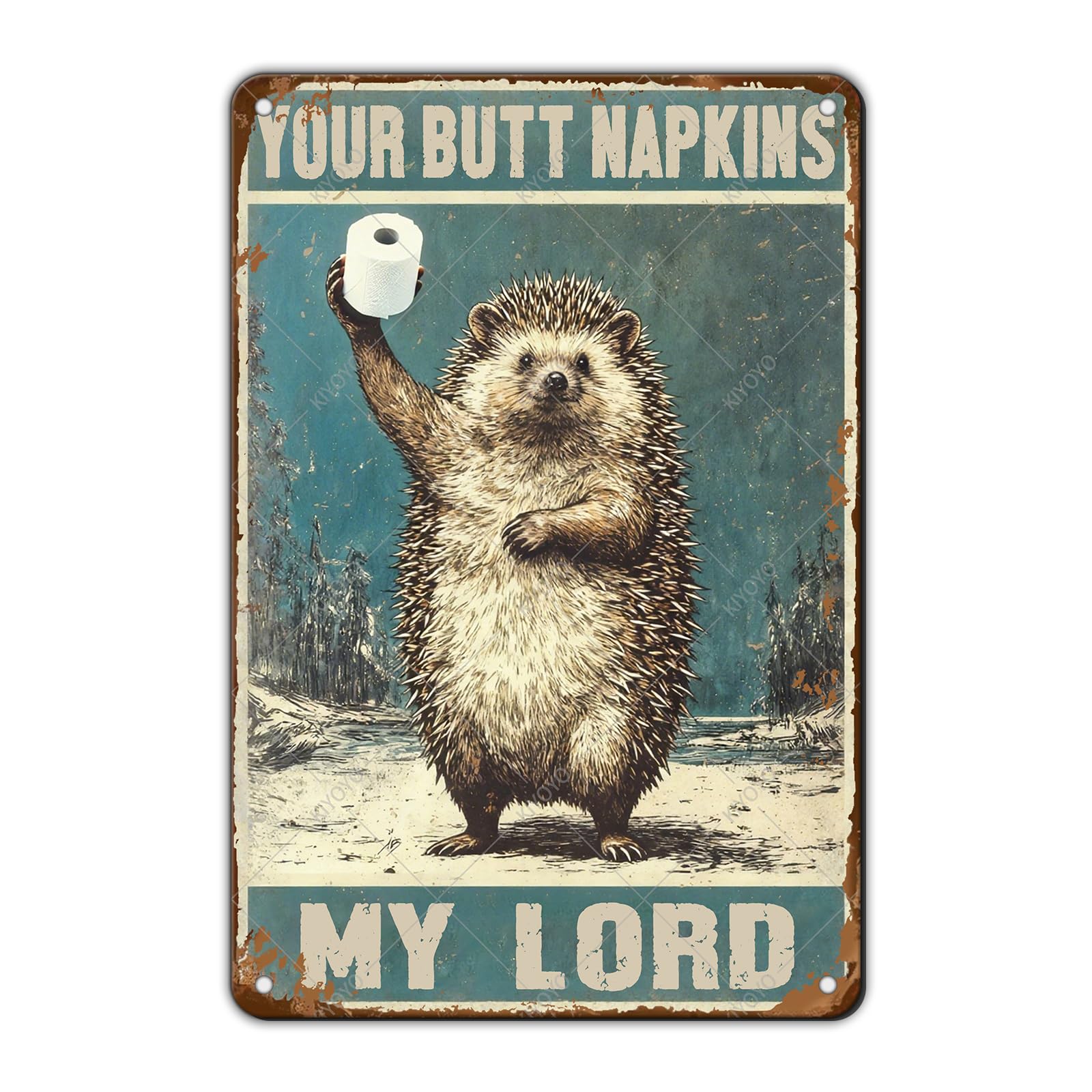 Funny Bear Metal Tin Sign Black and White Bathroom Vintage Bathroom Signs Restroom Wall Decor 12x8 Inch