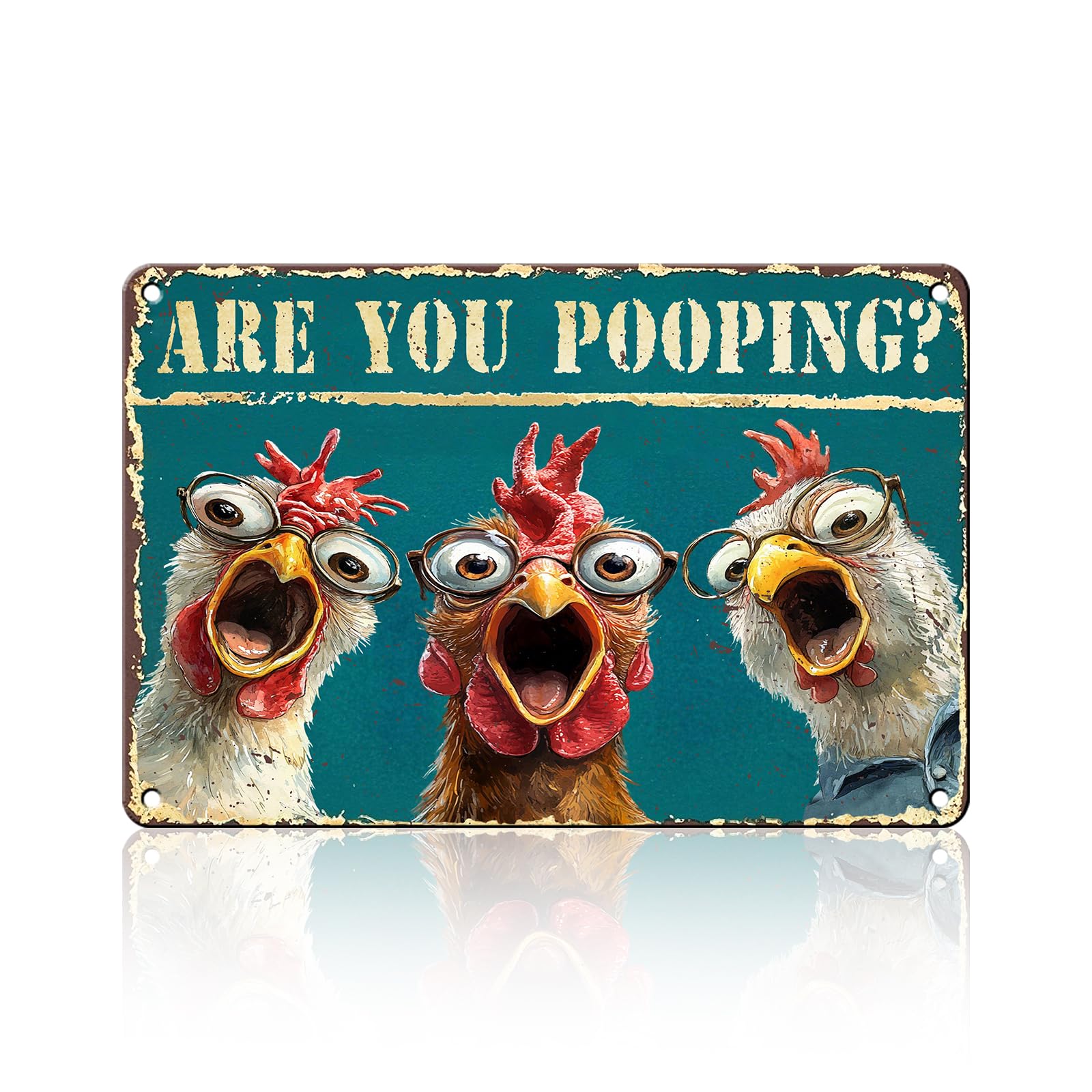 Vintage Fresh Eggs & Chicken Metal Sign Rustic Farm Eggs For Sale Tin Poster Home Kitchen Farmhouse Chicken Wall Decor 12x8 Inch