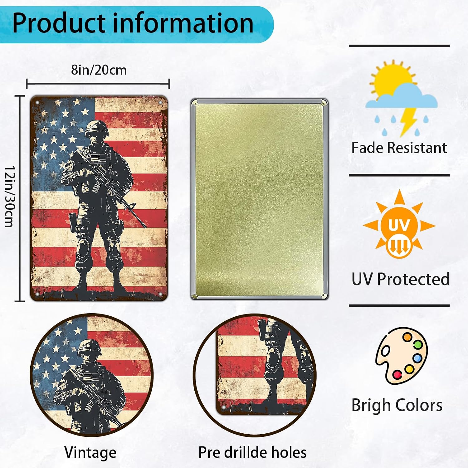 Patriotic Metal Tin Sign Funny American Patriotic Man Tin Sign American Flag Sign 4th of July Vintage Metal Poster Wall Decor for Man Cave Bar Party Garage Outdoor 8x12 Inch