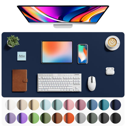 Aothia Non-Slip Waterproof PU Leather Desk Pad Protector for Mouse, Writing Desk, Office, Home, Laptop Blotter, 23.6" x 13.7", Black