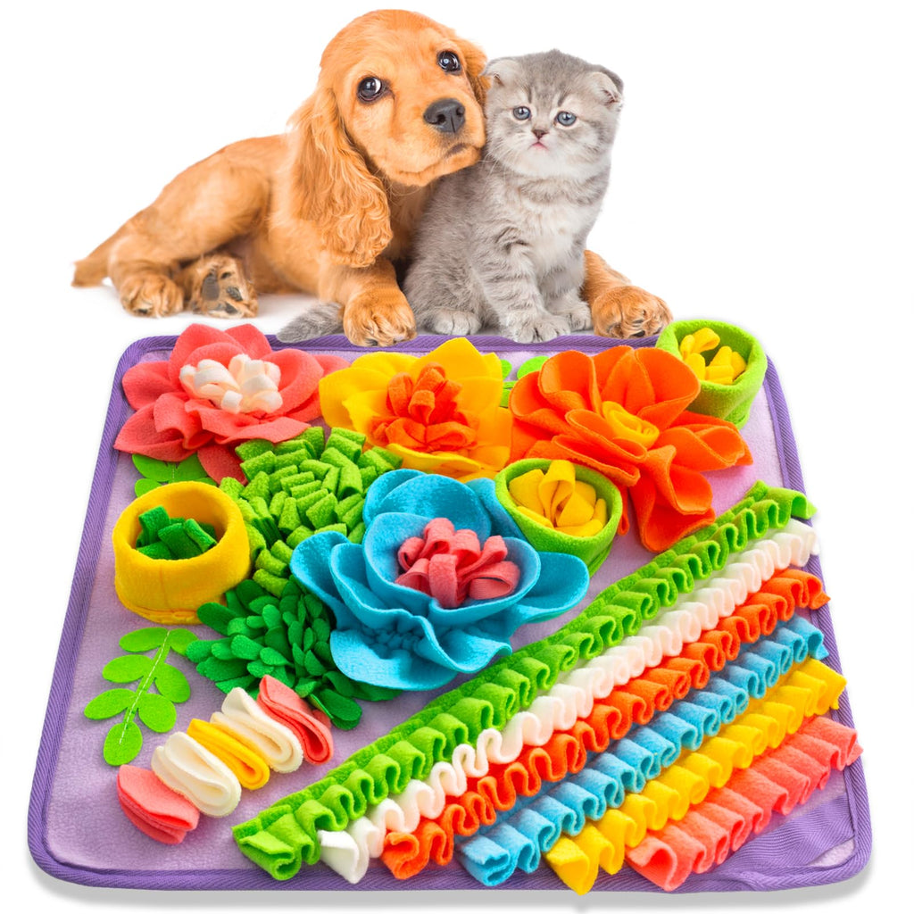 Snuffle Mat for Dogs, Sniff Mat Slow Feeding Mat for Small Pets Cats, Rabbits - Help Stress Relief and Training - Stimulate Your Pet's Foraging Skills! (Brown)