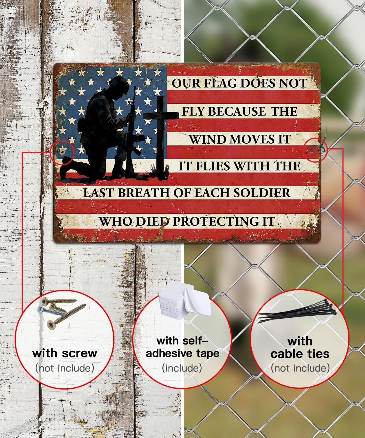 Putuo Decor Patriotic American Solider Tin Metal Sign, Memorial Day Military Veterans US Decor Outdoor Indoor Vintage Independence Day Wall Art for Home Bar Club Cafe Man Cave Decor 12x8 in