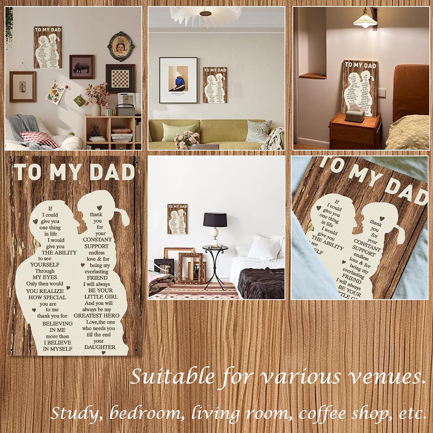 Fathers Day Birthday Gifts From Daughter Wife Dad Gift 12x8In Print Wall Art Metal Plaque Vintage Tin Sign Home Wall decor Personalized Father's Day Gifts Ideas for Dads Husband Men Him
