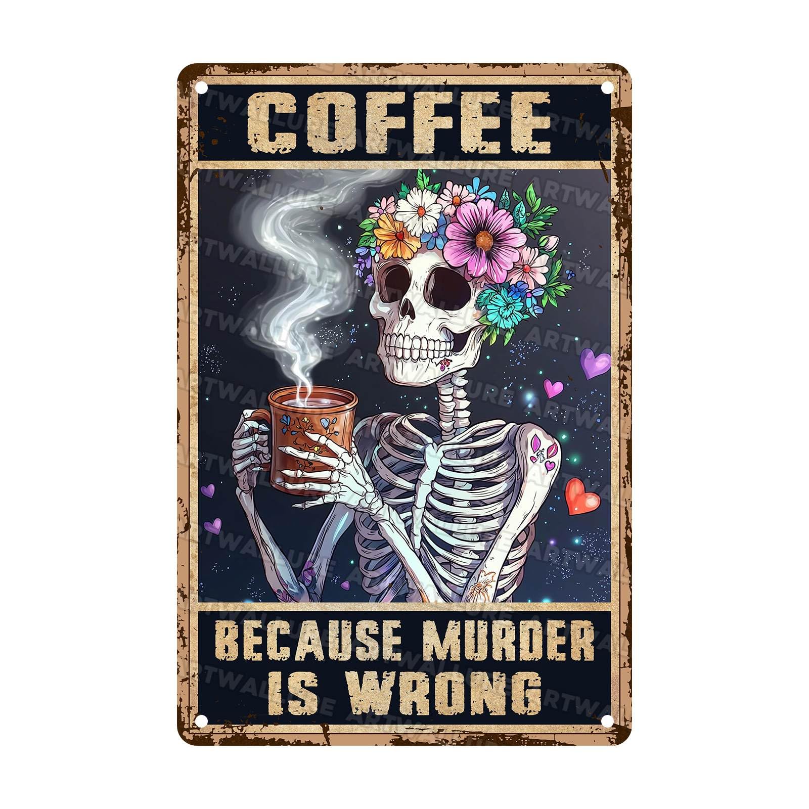 Woman Coffee Vintage Metal Tin Sign Drink Coffee Do Stupid Things Tin Sign for Home Office Decor 8x12Inch