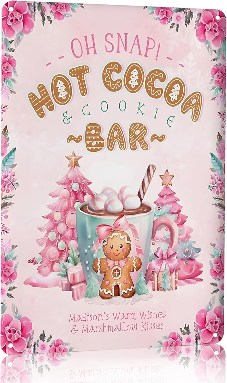 Joyline Vintage Christmas Decor Gifts Rustic Hot Cocoa Always Homemade Extra Marshmallows Tin Sign for Home Farmhouse Kicthen Cafe Bar Wall Decor 8 x 12 inches (3234)