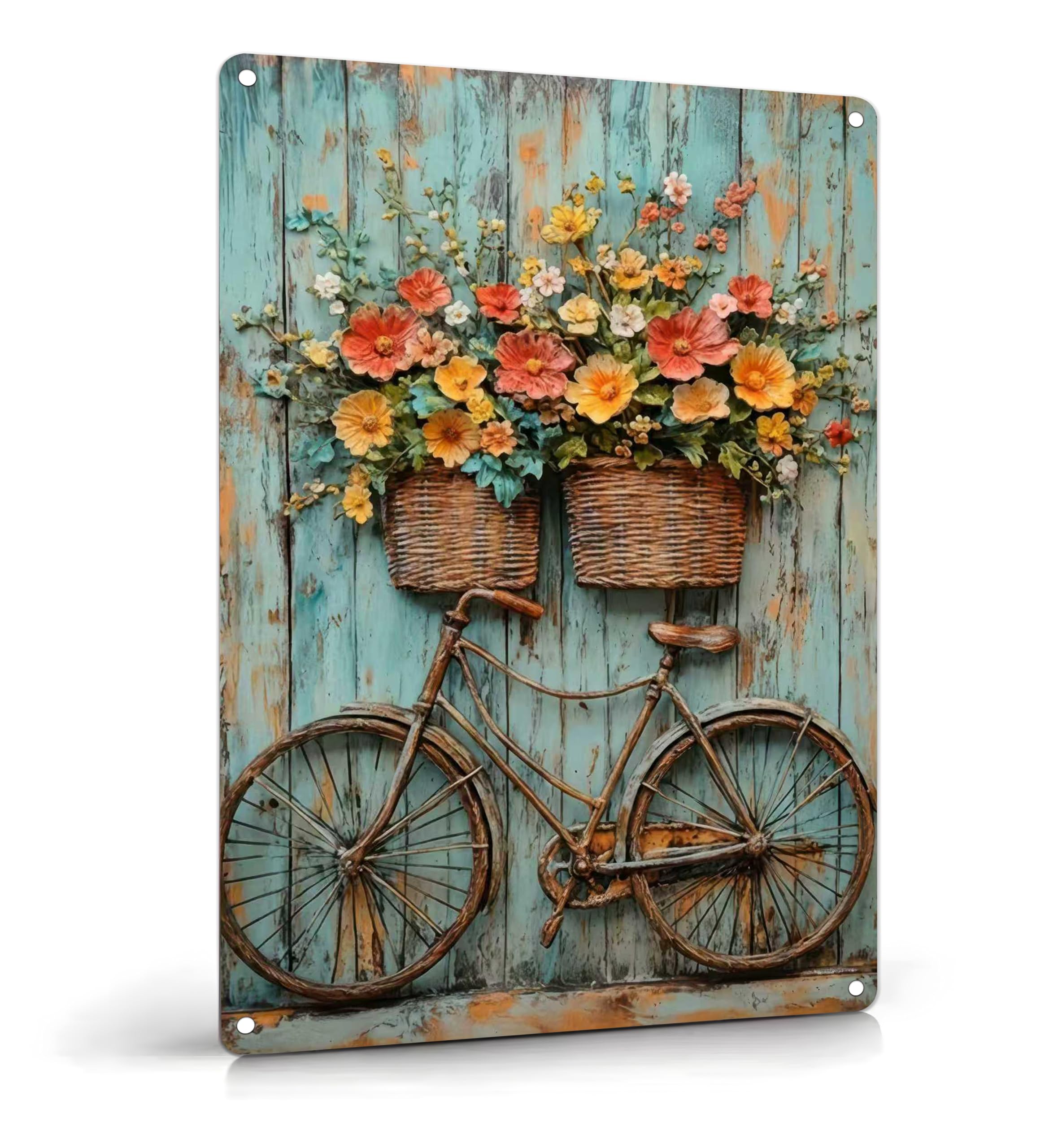 Vintage Flower Garden Metal Sign Rustic Farmhouse Daisy Floral Wildflowers Tin Signs Still Life Gardening Aluminum Wall art for Home Garden Patio Farm Yard Bar Bathroom Decor 8x12 Inch