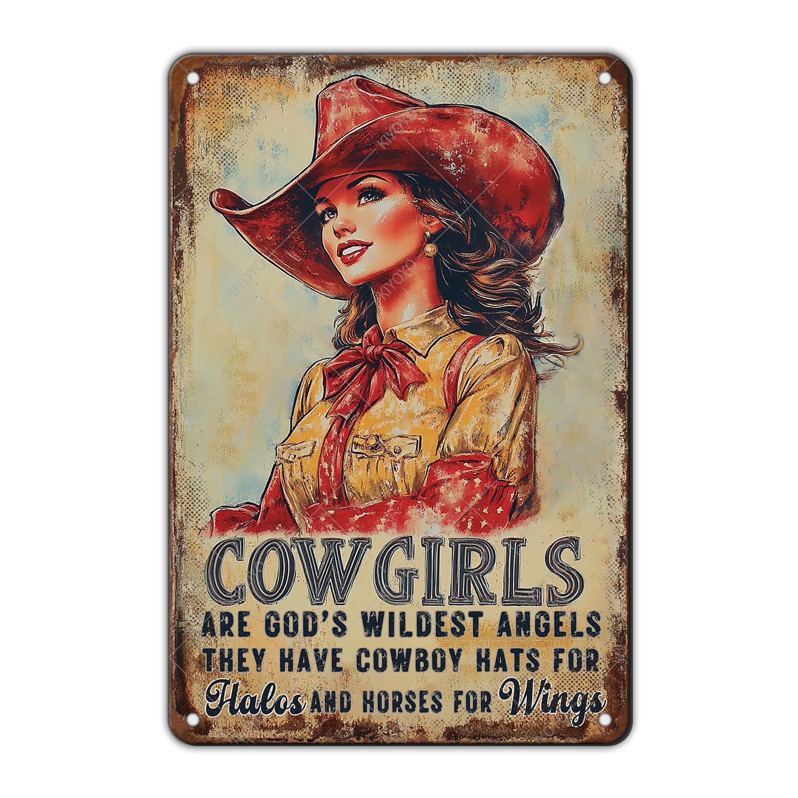 Vintage Metal Tin Sign You Don't Stop Riding When You Get Old Retro Wall Art Decor Woman Riding Horse Under Moon 12x8 Inch